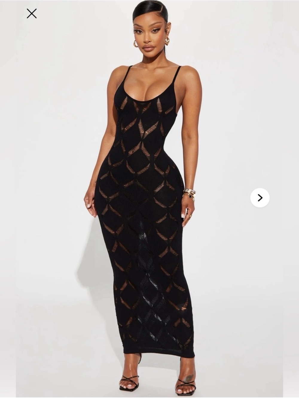 Fashion Nova Black Sheer Knit Maxi Dress